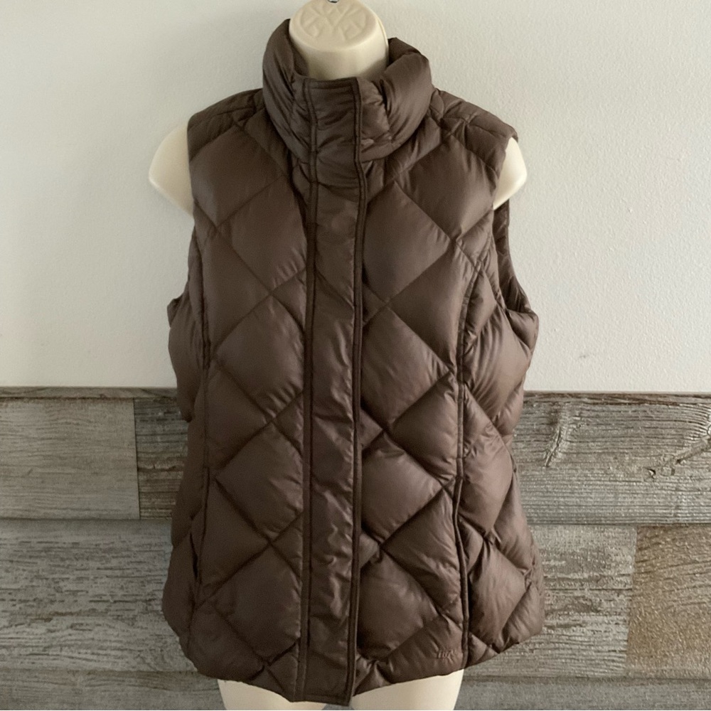 Eddie Bauer Premium Goose Down EB700 Fill Power Puffer Quilted Brown Vest Sz S